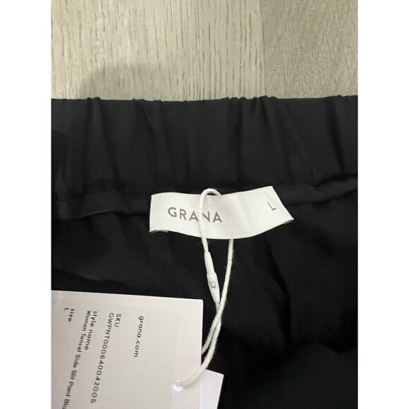 Grana Size Large Black Tencel Side Slit Pants - Picture 12 of 16